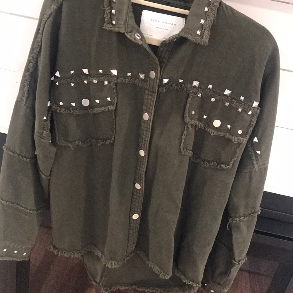 Army Green Zara Button Up Jacket - image 3
